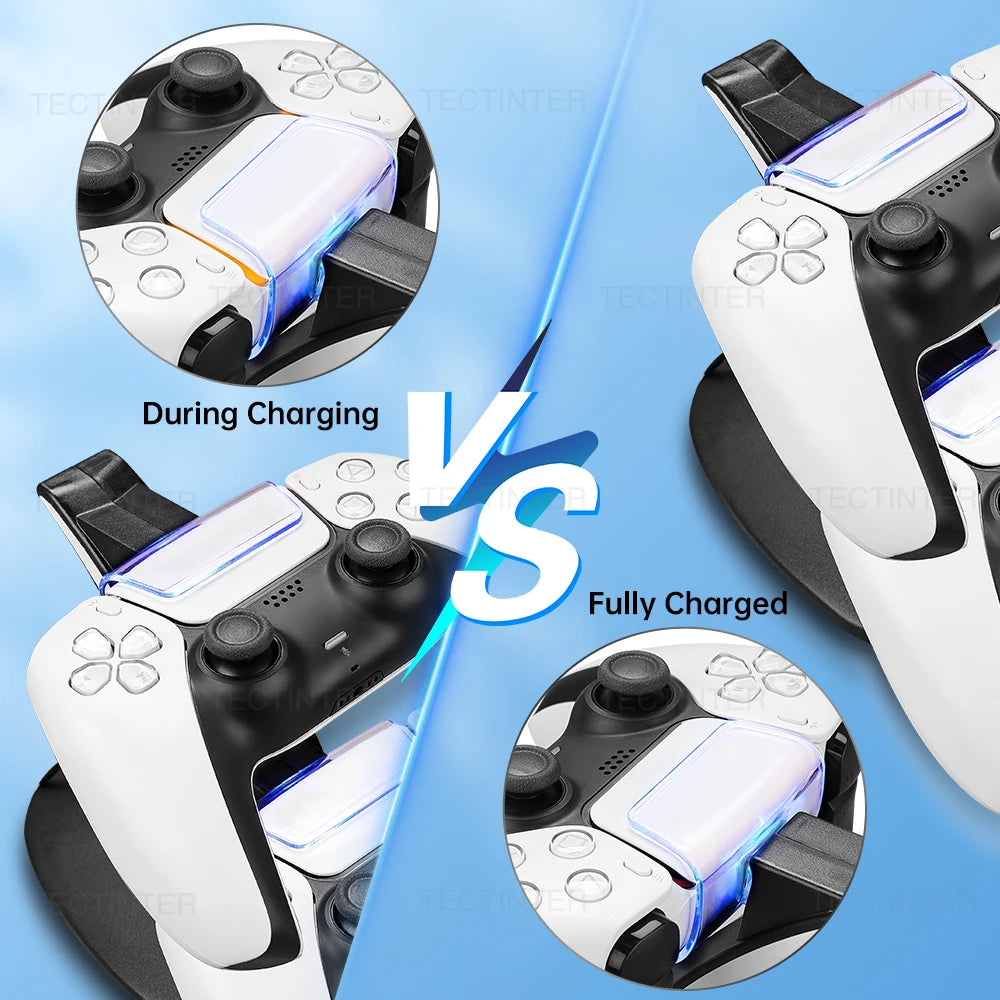 Doppia stazione di ricarica rapida per controller wireless PS5 Gamepad Type-C Base per supporto dock per caricabatterie LED per accessori PlayStation 5