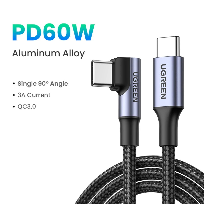 Cavo USB C Angolo Retto 90 Gradi PD 100W Per Ricarica Veloce Compatibile Con Iphone MacBook Samsung Ipad
