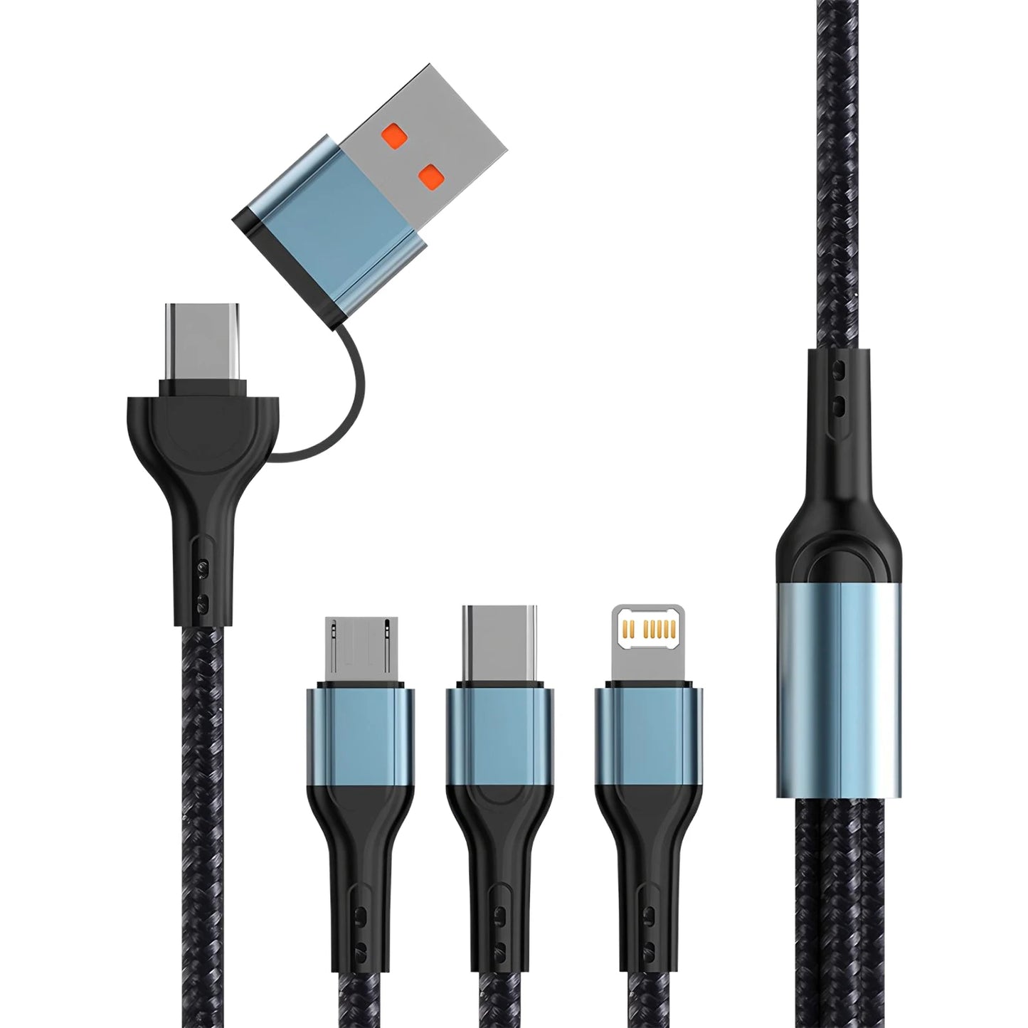Cavo di ricarica universale 3 in 1 USB Type C per la trasmissione rapida dei dati per iPhone Samsung Xiaomi Huawei