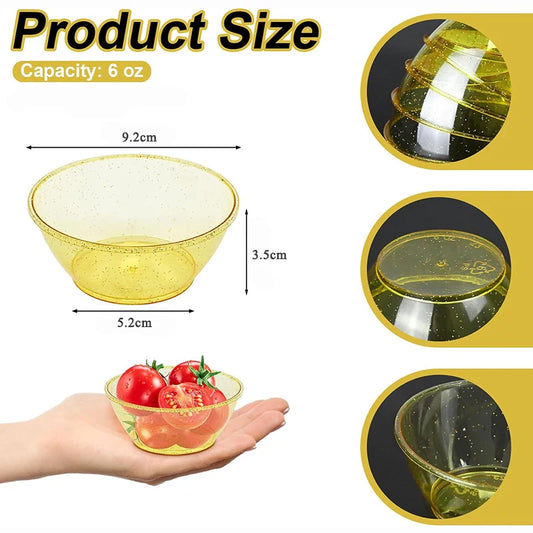 Ciotole Monouso Glitterate Dessert in Plastica 180 ml 50 Pezzi per Catering e Picnic