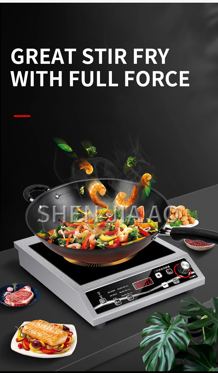 Fornello A Induzione Singolo 3500 W Con Controllo Pulsante E Piano In Cristallo Nero YS3505