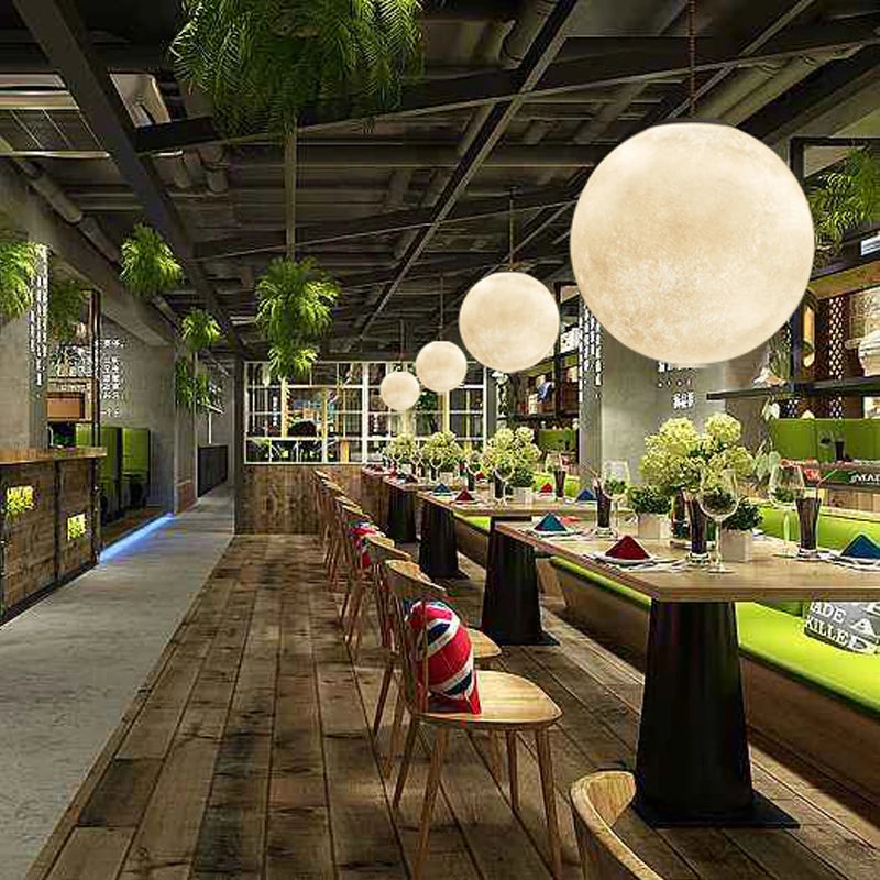 Lampada A Sospensione Forma Di Luna Con Stampa 3D Per Ristorante E Bar Atmosfera Creativa Luce Notturna 110V 220V