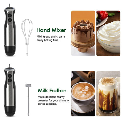 Frullatore Ad Immersione Potente 1000W 5 In 1 Con Frusta, Tritatutto, Ghiaccio E Tazza Per Smoothie