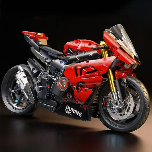 Set Blocchi Moto V4s Racing Con Supporto Esposizione Gioco STEM Per Adulti E Bambini Regalo Unisex