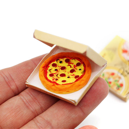 1Set 1:12 Casa delle bambole in miniatura Pizza con scatola di imballaggio Modello da cucina Accessori alimentari per la decorazione della casa delle bambole Giochi di imitazione Giocattoli regalo