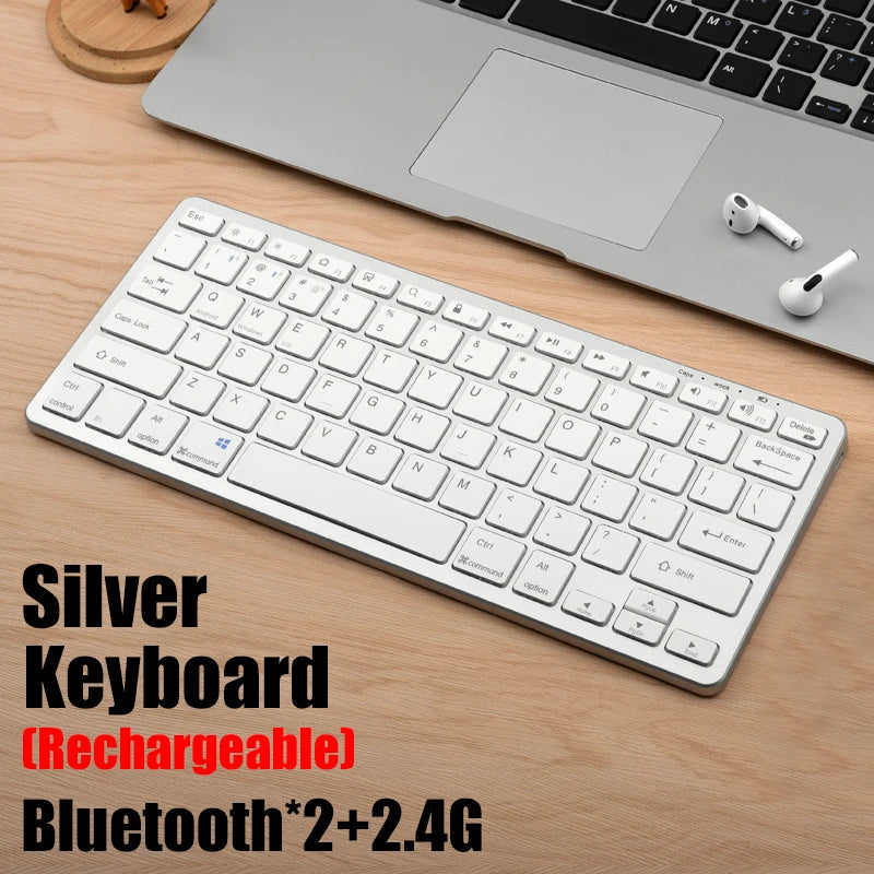 Set tastiera e mouse wireless 2.4G, combo tastiera e mouse Bluetooth 5.0, 2 modalità, mini tastiera e mouse per accessori PC portatili