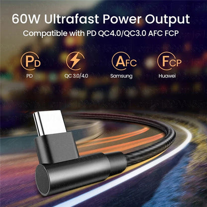 Cavo di Ricarica Usb C Pd 4.0 Angolo di 90 Gradi 100W per iPhone 15 Pro Max Xiaomi Huawei MacBook iPad