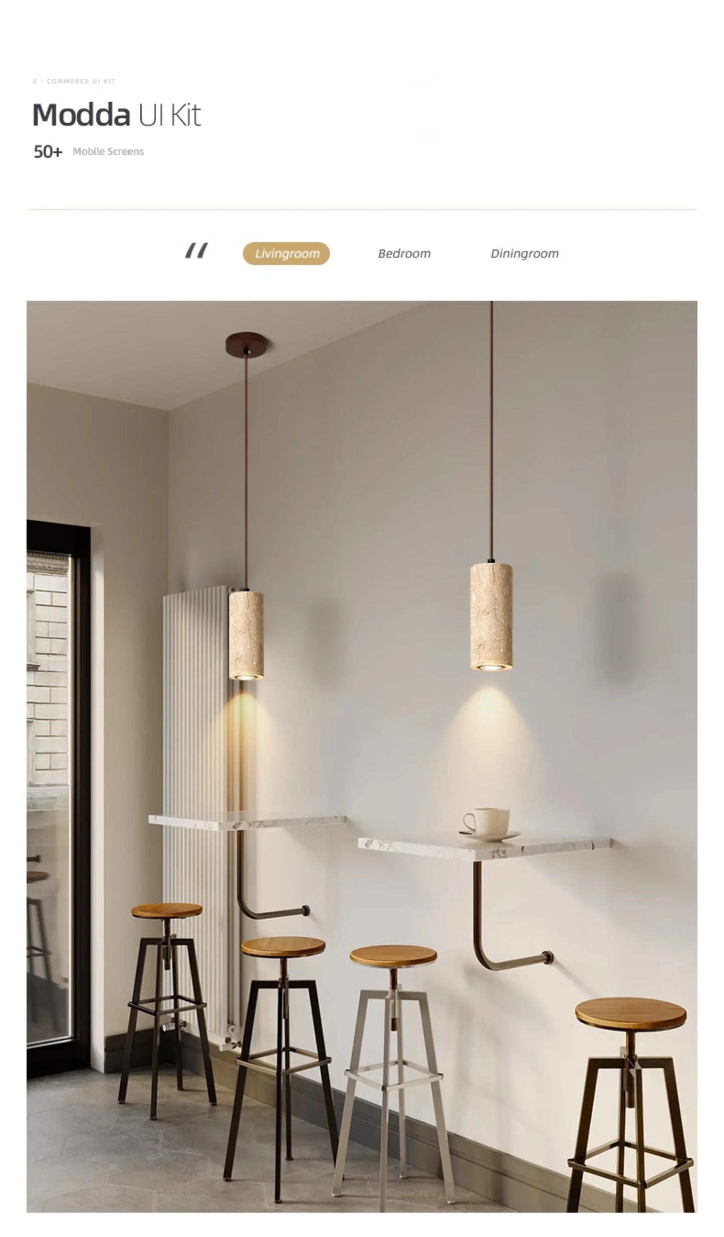 Lampada a Sospensione in Pietra Gialla Stile Giapponese Wabi Sabi per Camera da Letto e Bar