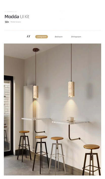 Lampada a Sospensione in Pietra Gialla Stile Giapponese Wabi Sabi per Camera da Letto e Bar