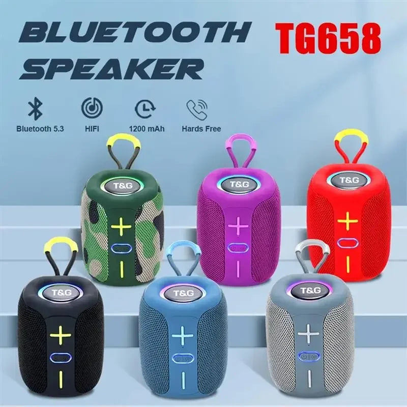 TG658 Altoparlante Bluetooth Portatile con Subwoofer Colonna Mini Bass Riproduzione Musicale per Android iOS PC Laptop