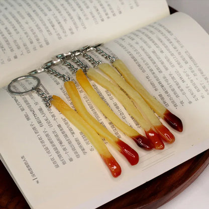 Portachiavi con patatine fritte di pollo fritto, pepite di pollo fritto, cibo simulato, modello giocattolo, portachiavi, borsa per telefono per auto, ciondolo, ornamento regalo