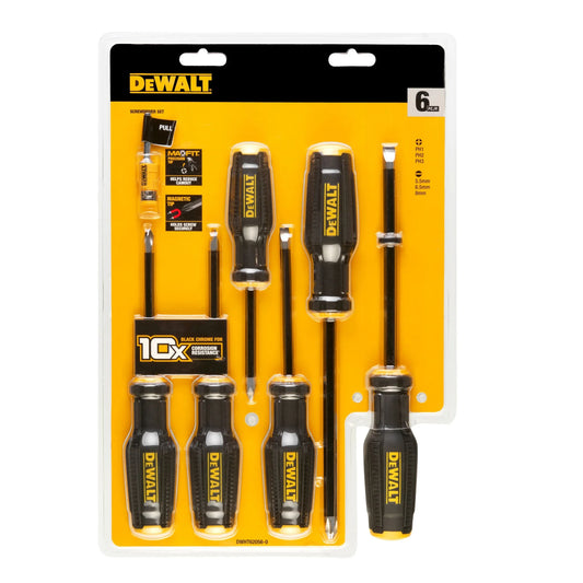 DeWalt Set Cacciaviti Con Punte In Acciaio Ad Alto Tenore Di Carbonio 6 Pezzi DWHT62056-0