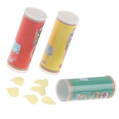 Set Tre Pezzi Patatine In Bottiglia Miniatura Scala Uno Dodici Per Casa Delle Bambole Cibo Giocattolo