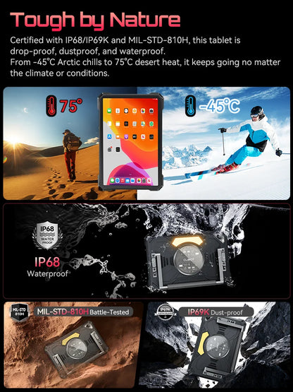 Tablet Android Cubot Tab Kingkong S 10,1 pollici, Batteria 15300 mAh, 6 Gb Ram, 256 Gb Storage, Fotocamera 48 Mp