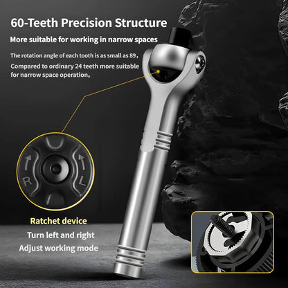 Set Cacciaviti Cricchetto Magnetici 40 in 1 con Manico Rimovibile Testa a 180 Gradi per Riparazioni Elettroniche