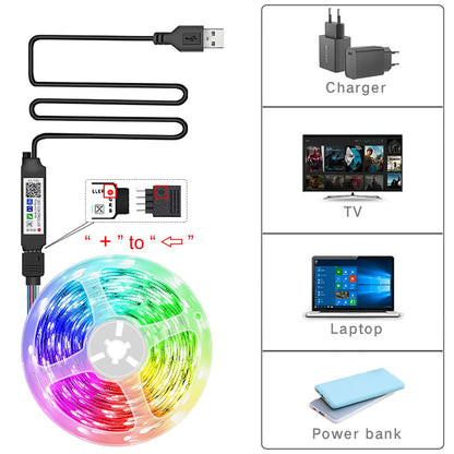 Strisce LED RGB Con Controllo App Nastro Flessibile 5m 10m 20m 30m Per Decorazione Camera Da Letto
