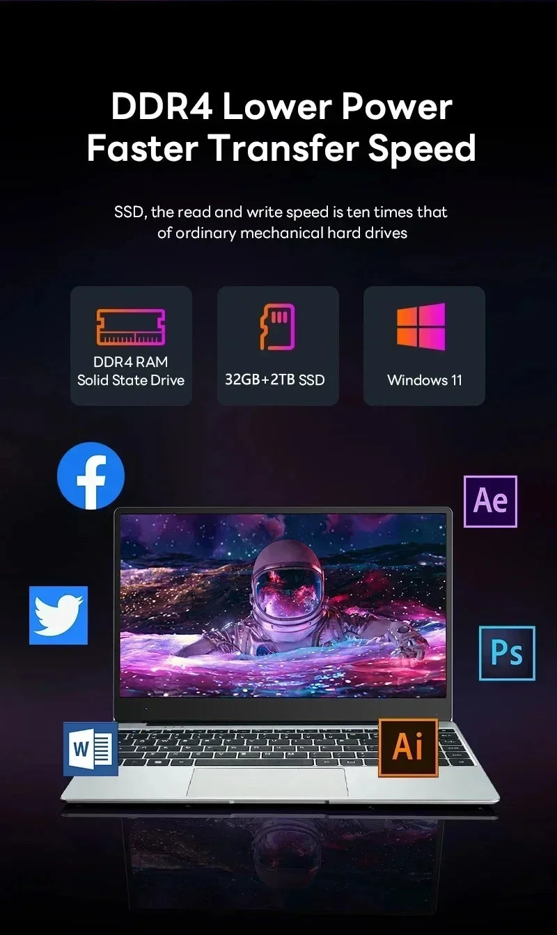 Leno 14.1 Pollici Laptop Gaming Con Processore Core I9-9900 32GB 2TB SSD Windows 11 Risoluzione 1920x1080