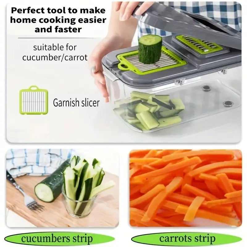 Tritatutto Multifunzione 16 In 1 Con Impugnatura Grattugia Affettatrice Verdure Utensile Cucina