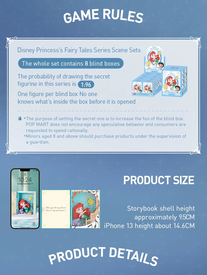 Pop Mart Disney Princess Fairy Tales Scene Sets Figura Da Scrivania PVC 9,5 cm Scatola Misteriosa