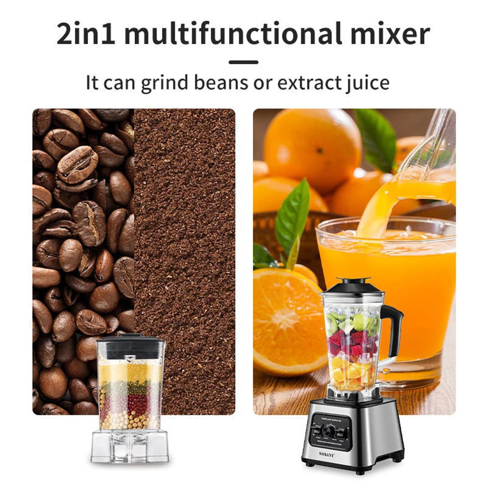 Frullatore Commerciale 6000 W Stazionario In Acciaio Inox Senza BPA 2,5 L Per Frullati Ghiaccio