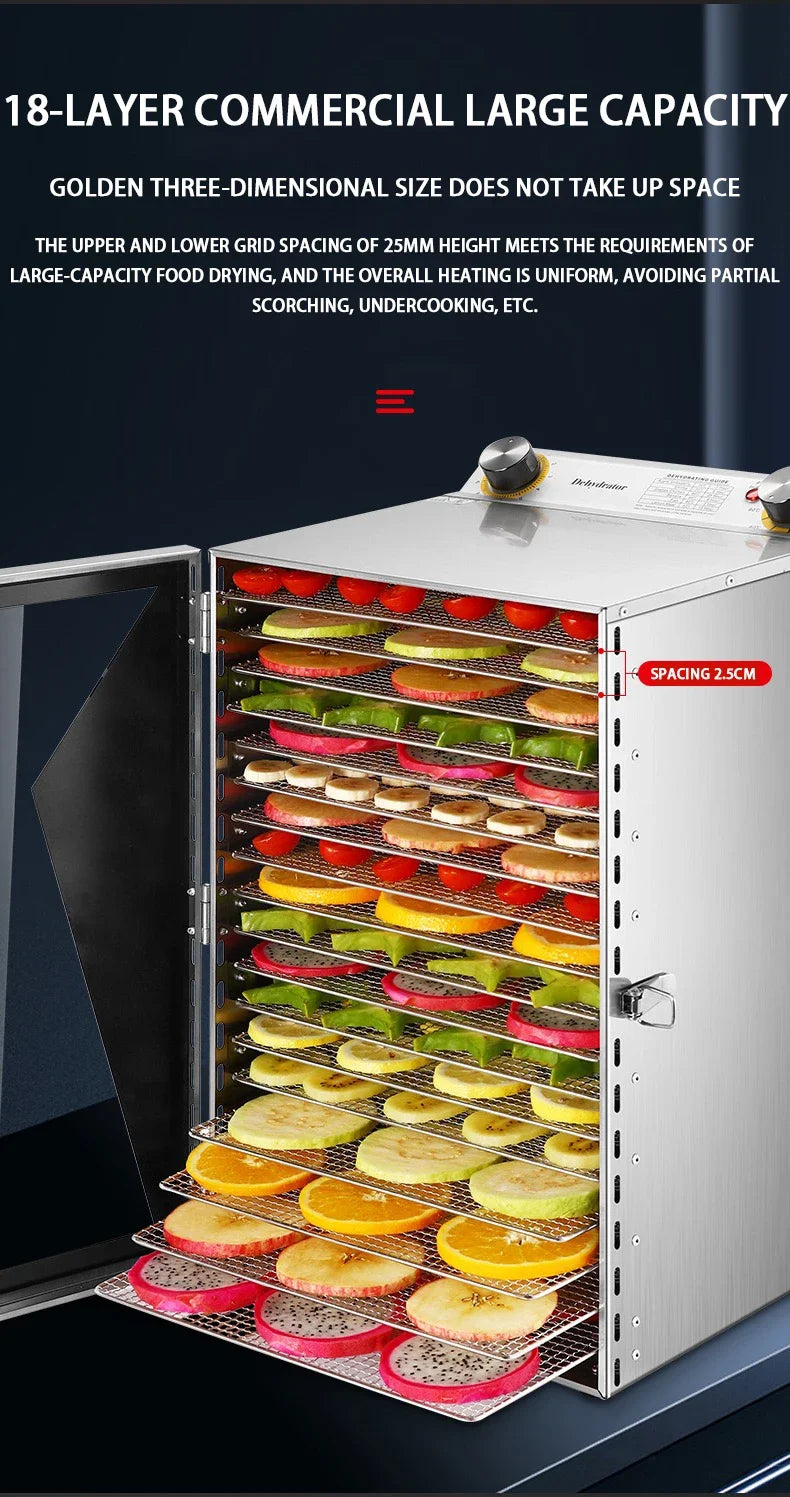 Essiccatore Alimentare Intelligente A 6 8 12 18 Strati Con Timer E Controllo Della Temperatura Per Frutta Verdura Carne