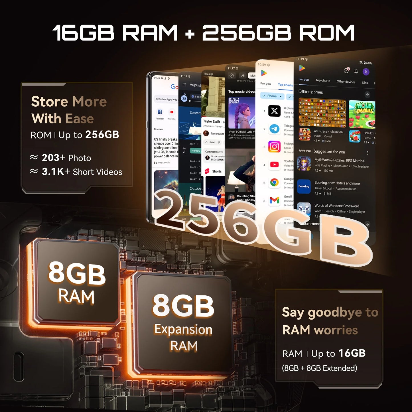 Cellulari Smartphone 5G Cubot X100, Android 15, Dimensity 7025, 6nm, 2.5GHz, schermo da 6.88 pollici 120Hz, 16GB RAM (8GB+8GB estesi), 256GB ROM, fotocamera da 64MP, batteria da 5100mAh, telefoni 5G, NFC telefono, GPS