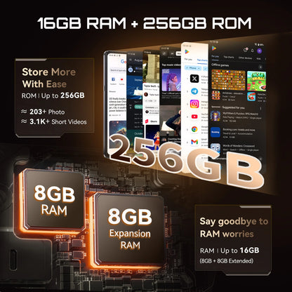 Cellulari Smartphone 5G Cubot X100, Android 15, Dimensity 7025, 6nm, 2.5GHz, schermo da 6.88 pollici 120Hz, 16GB RAM (8GB+8GB estesi), 256GB ROM, fotocamera da 64MP, batteria da 5100mAh, telefoni 5G, NFC telefono, GPS