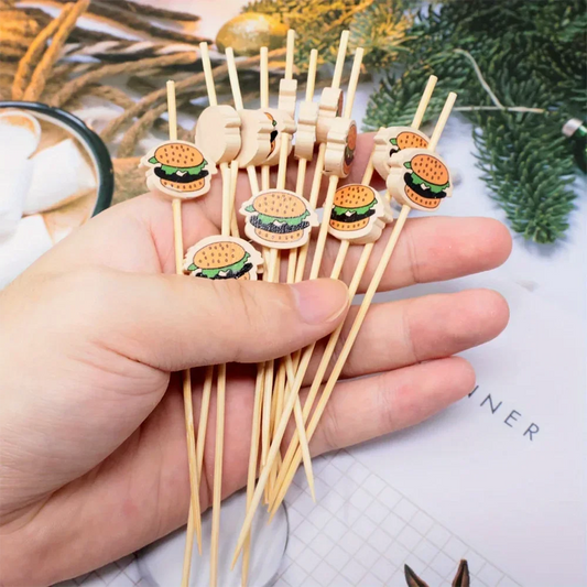 Forchette Di Frutta In Bamboo Usa E Getta 100 Pz Ecologiche Per Buffet Cerimonie Feste