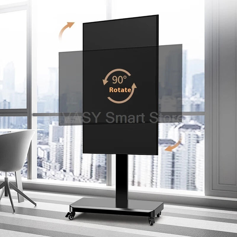 Supporto TV mobile universale con ruote 10 - 43 pollici Compatibilità 90 °   Carrello con rotelle regolabile in altezza con rotazione per lo streaming live