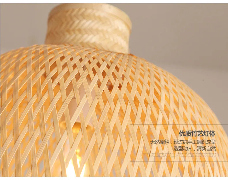 Lampada A Sospensione In Bambù E Rattan Intrecciato Lavorata A Mano Arredo Interni Caldo Per Sala Da Pranzo