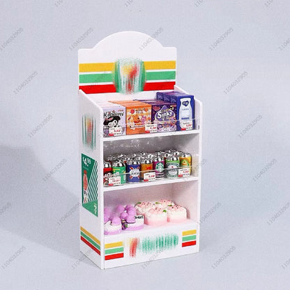 Negozio in miniatura mobili frigorifero congelatore scaffale bevanda fresca articoli alimentari giocattolo Mini artigianato casa delle bambole simulazione Scenario Display