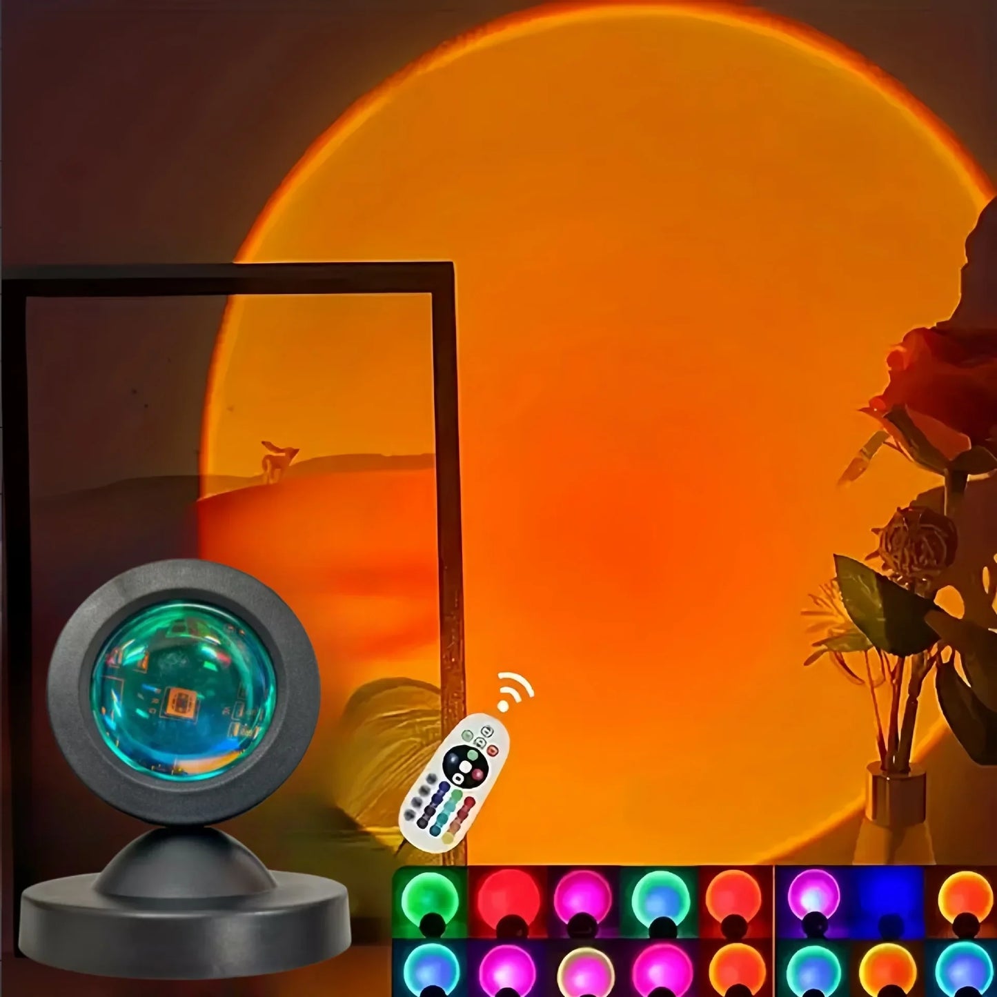 Proiettore Notturno Tramonto Con Telecomando Luce LED RGB Cangiante A 16 Colori Per Camera Da Letto
