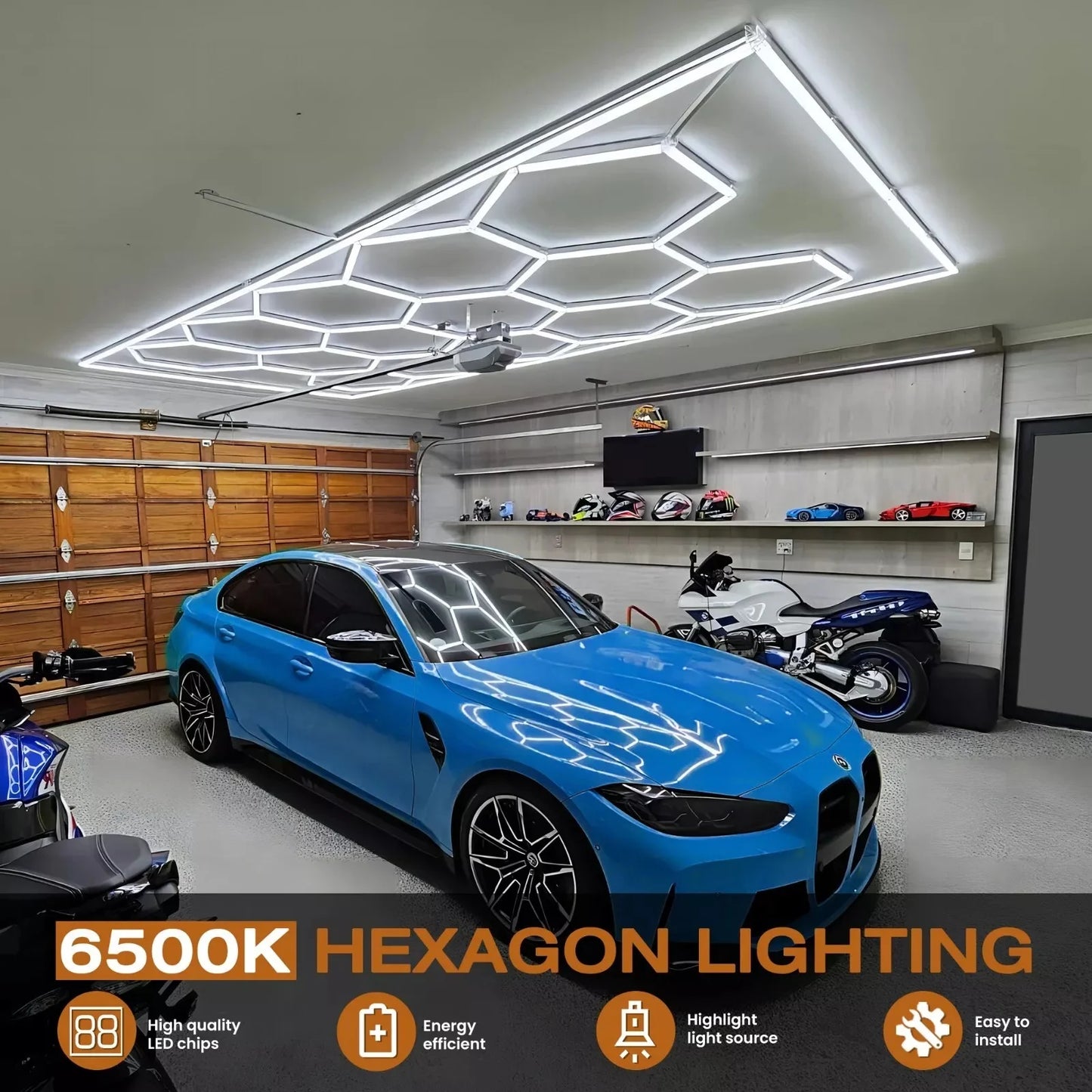 Luce Led Esagonale Da Soffitto 6500K Ultra Luminosa 2000 Lumen Per Garage Seminterrato E Palestra Casa 50000 Ore