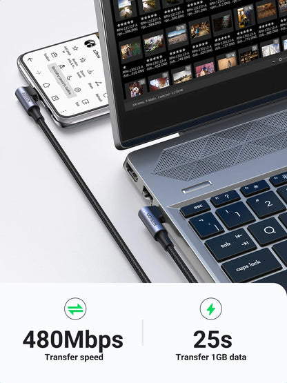 Cavo USB C Angolo Retto 90 Gradi PD 100W Per Ricarica Veloce Compatibile Con Iphone MacBook Samsung Ipad