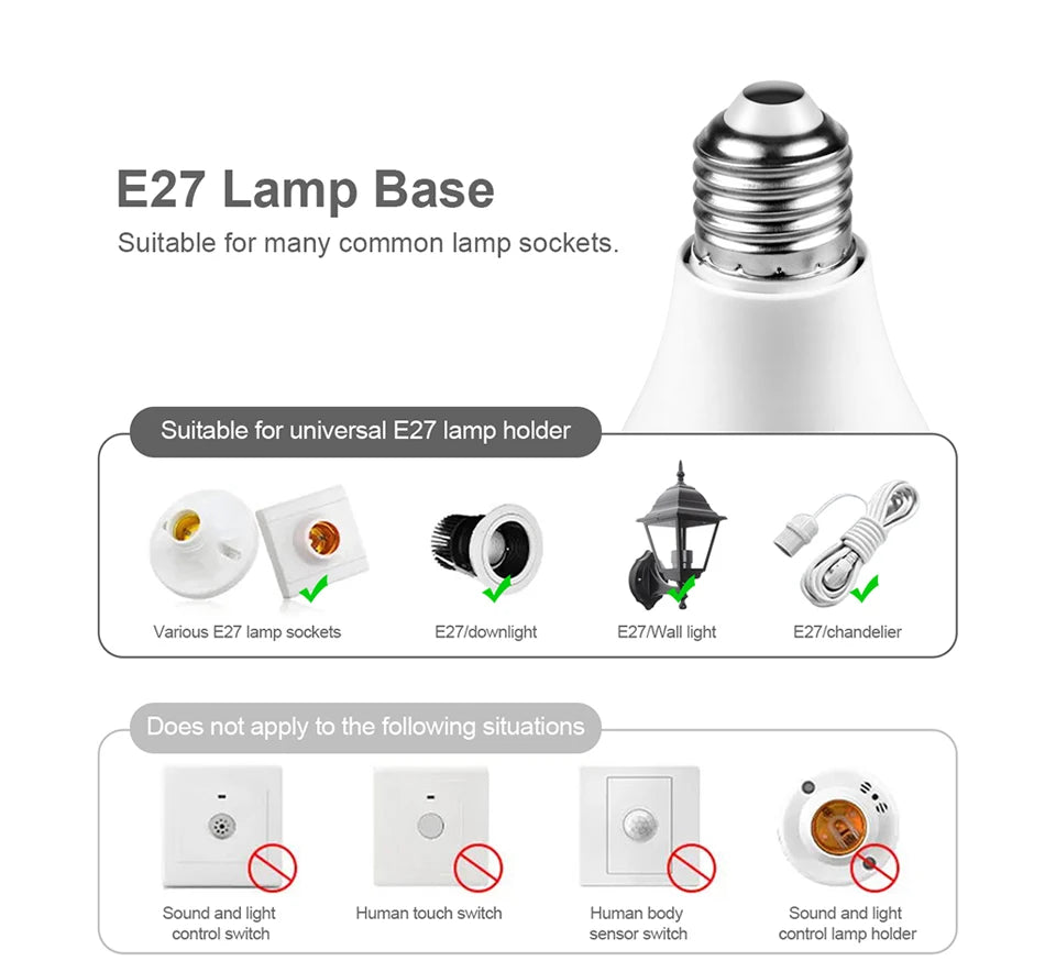 Lampadina Led E27 Con Sensore Di Movimento 220V Attivazione Automatica Luce Notturna Per Scale E Garage