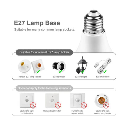 Lampadina Led E27 Con Sensore Di Movimento 220V Attivazione Automatica Luce Notturna Per Scale E Garage