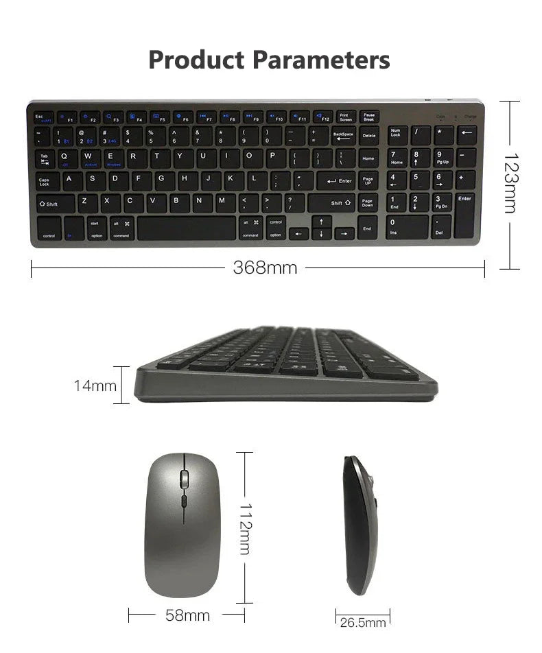 Set tastiera e Mouse Bluetooth Wireless Ultra sottile compatibile per Mac OS/iOS/iPad OS tastiera ricaricabile per MacBook