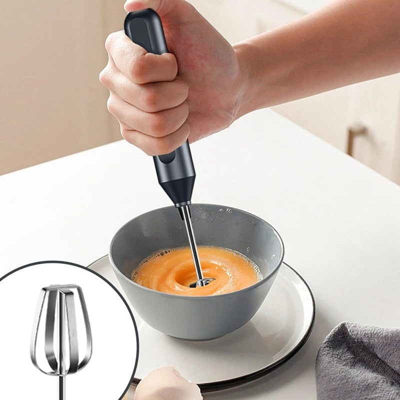 Sbattitore elettrico, frusta per mescolare in acciaio inossidabile, frullatore ad immersione frusta per sbattitore a batteria, montalatte regolabile a 3 velocità durevole