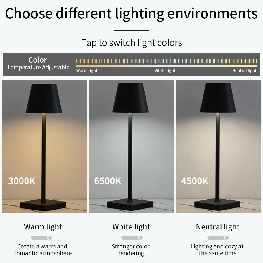 Lampada Da Tavolo Led Dimmabile Al Tocco Ricaricabile Senza Fili Design Nordic Per Cameretta E Scrivania