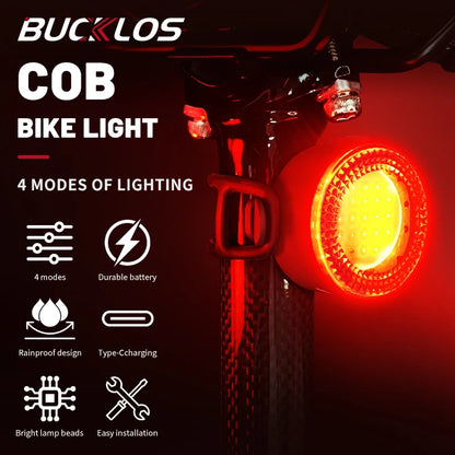 Luci Per Bicicletta Bucklos Cob Ricaricabili Anteriori e Posteriori 500 Lm Ipx5 4 Modalità