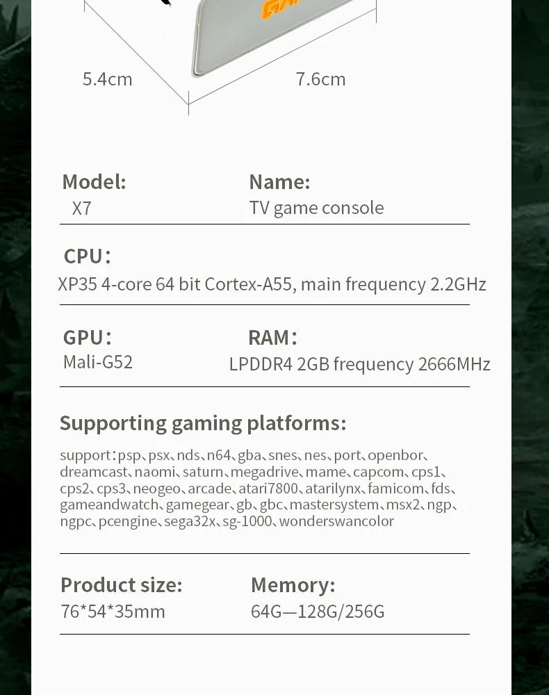 Nuova Console di Gioco Coopreme Y7 X7 128G 2026 con Sistema Linux, Video 4K, TV Box, Controller Wireless, Giochi Retro 10000+ e Supporto PSP