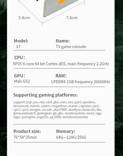 Nuova Console di Gioco Coopreme Y7 X7 128G 2026 con Sistema Linux, Video 4K, TV Box, Controller Wireless, Giochi Retro 10000+ e Supporto PSP