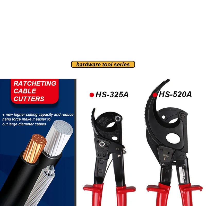 Tagliacavi Cricchetto In Rame E Alluminio Resistente Fino A 400 Mm2 Ideale Per Cablaggi Elettrici HS-520A