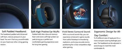 SENZER SG500 Surround Sound Pro Cuffie da gioco con microfono con cancellazione del rumore - Cuffie pieghevoli portatili per PC, PS4, PS5, Xbox
