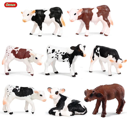 Oenux Farm House Modello Action Figures Agricoltore Moto Mucca Gallina Maiale Animali Set Figurine in miniatura PVC Simpatico giocattolo educativo per bambini