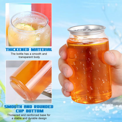 10 Pezzi Bottiglie Contenitore Monouso da 330ml con Coperchio a Strappo, Trasparenti in PET, per Bevande, Tè, Acqua, Succhi, Caffè - Ideali per Negozi e Confezionamento