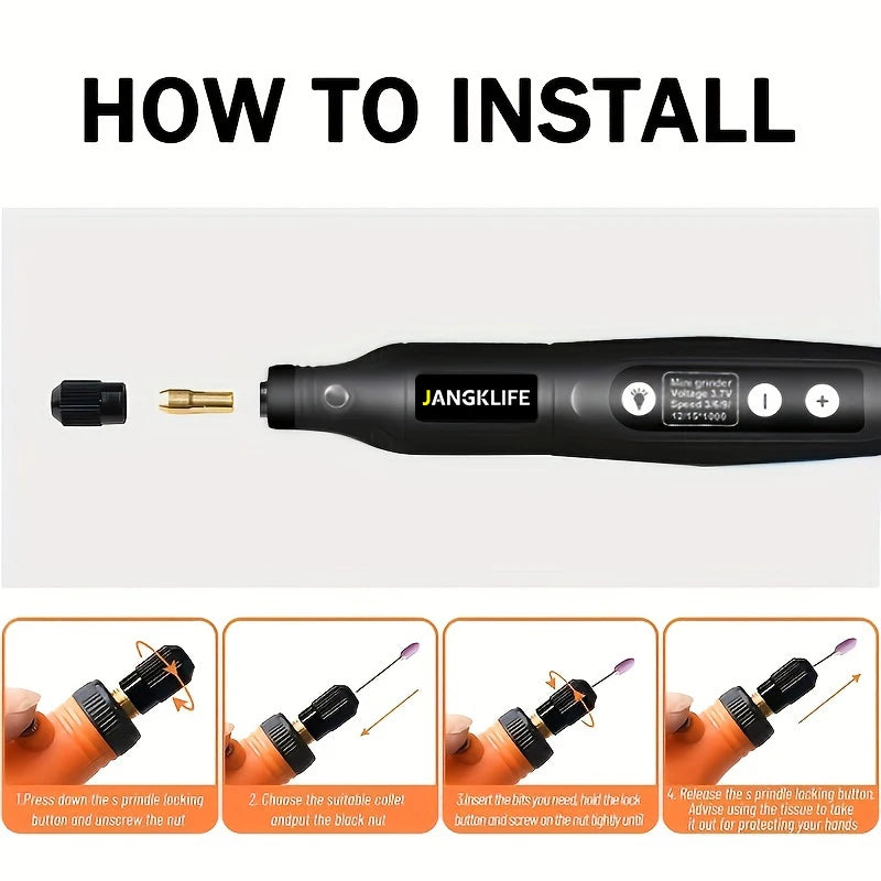 Kit Utensili Rotanti Usb Per Incisione Legno Gioielli Metallo Vetro Fai Da Te Precisione