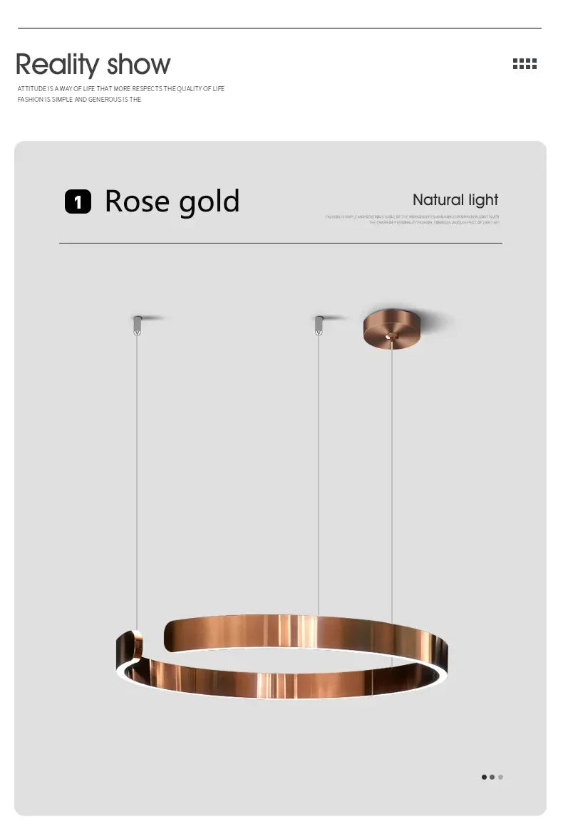 Lampada LED Circolare Sospesa Moderna Oro Rosa Bianco Nero Per Soggiorno E Sala Da Pranzo