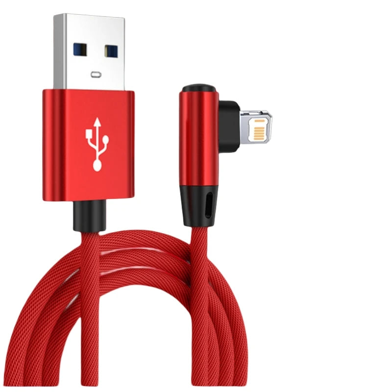Cavo Di Ricarica Rapido A 90 Gradi Per iPhone 14 13 12 11 X XR 8 7 6s Plus Lightning USB Dati Treccia Durata