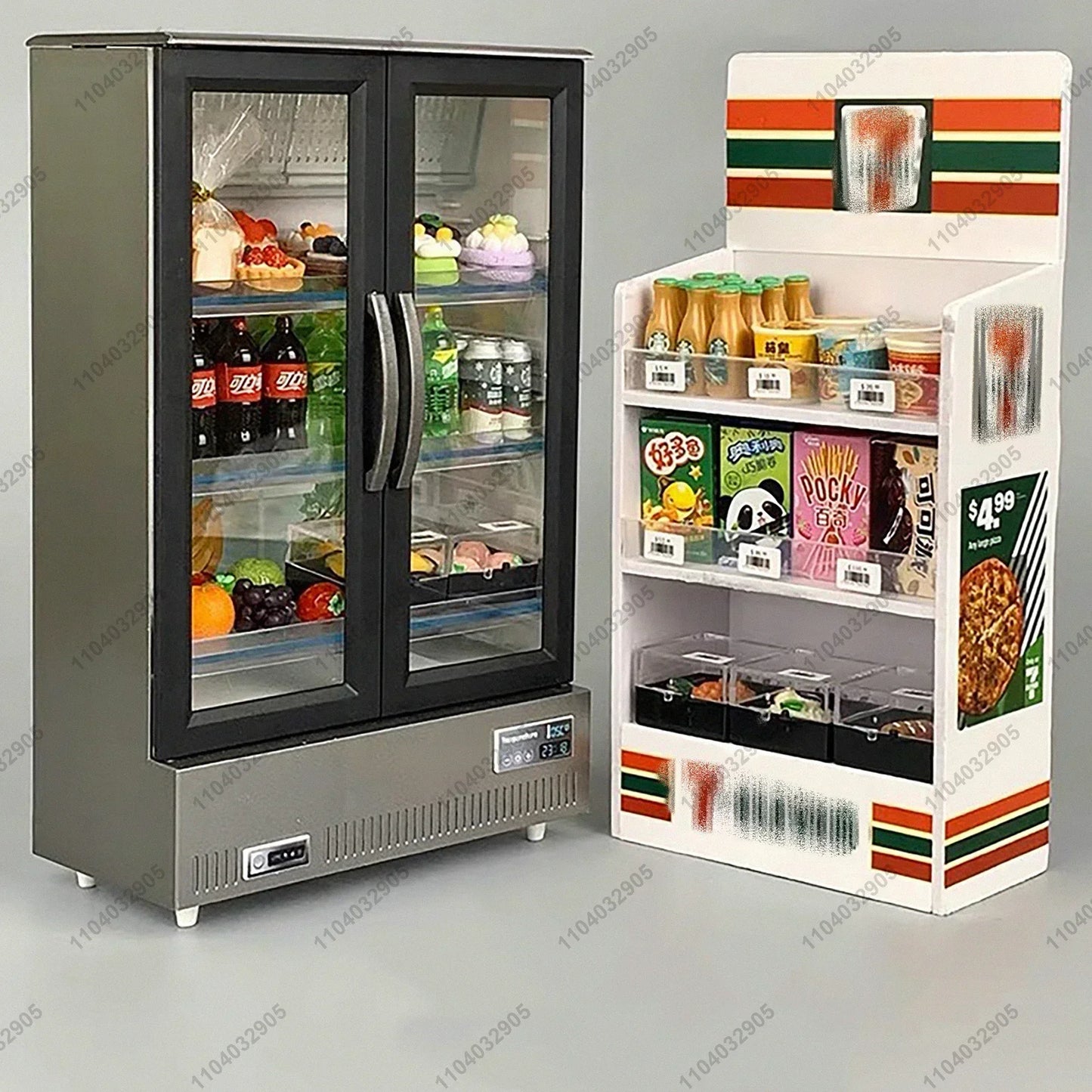Negozio in miniatura mobili frigorifero congelatore scaffale bevanda fresca articoli alimentari giocattolo Mini artigianato casa delle bambole simulazione Scenario Display